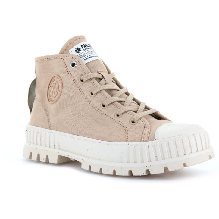 Beige Palladium Pallashock Mid Organic Women's Boots | ZA-693OJCX