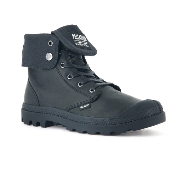 Black Palladium Baggy Leather ESS WP Men's Boots | ZA-128KZFD