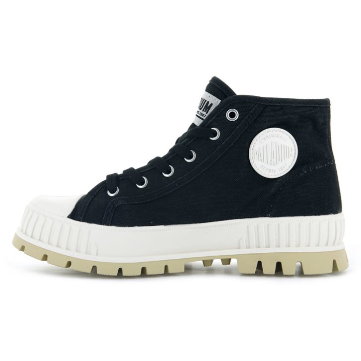 Black Palladium Pallashock Mid OG High Tops Women's Sneakers | ZA-027AHDB