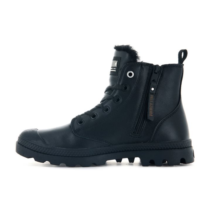 Black Palladium Pampa Hi Zip Leather S Women's Boots | ZA-429MXPY