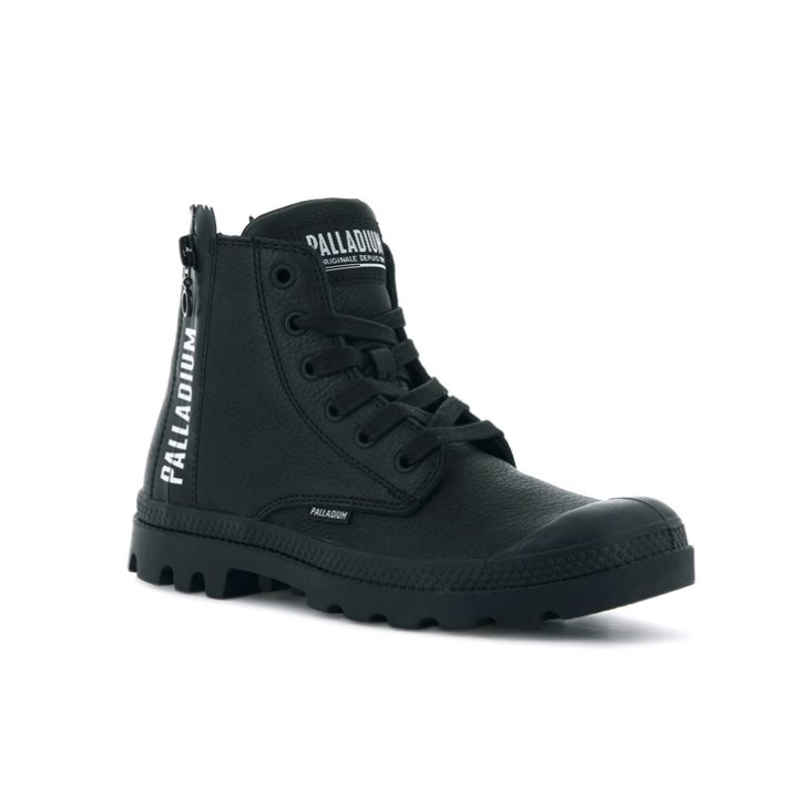 Black Palladium Pampa Ubn Zips Leather Women's Boots | ZA-389VJZG