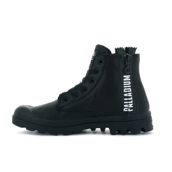 Black Palladium Pampa Ubn Zips Leather Women's Boots | ZA-389VJZG