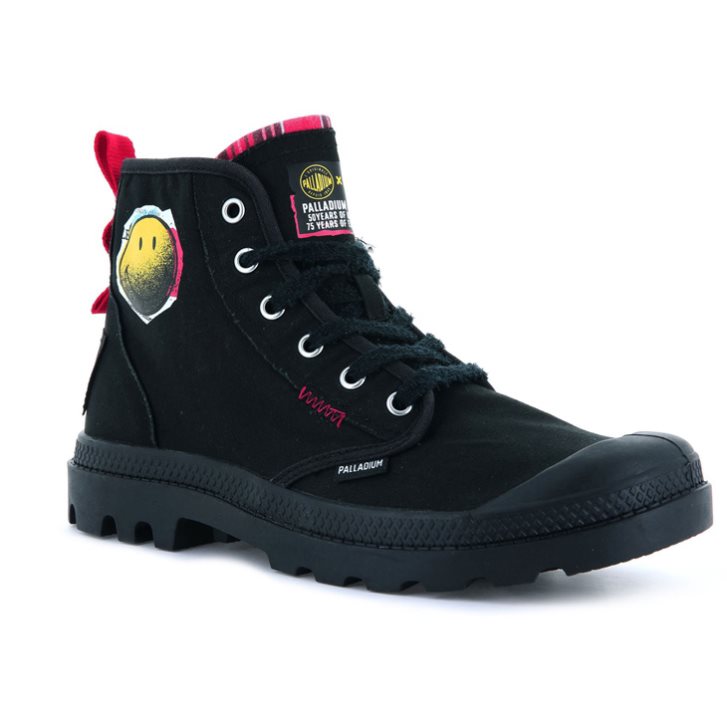 Black Palladium Pampa X Smiley 1970 Men's Boots | ZA-394IMLC