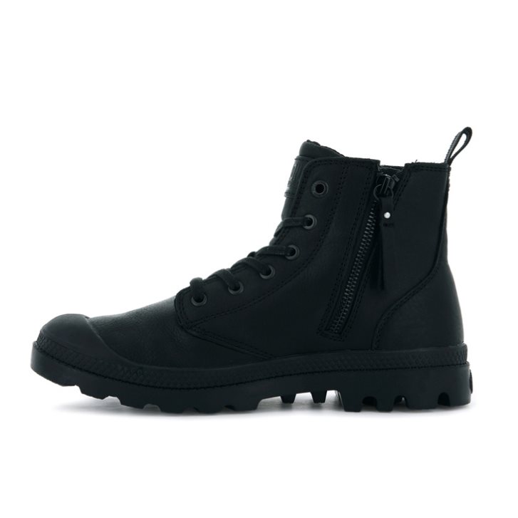 Black Palladium Pampa Zip Leather ESS Women's Boots | ZA-056OPSN