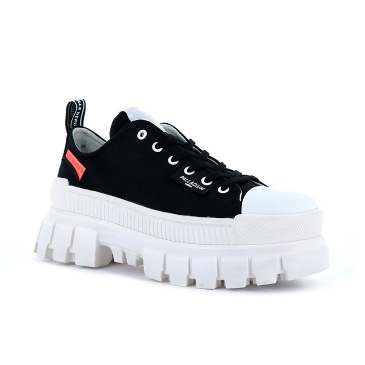 Black / White Palladium Revolt LO TX Women's Platform Shoes | ZA-914SYVI