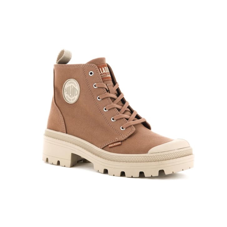 Brown Palladium Pallabase Twill Women's Boots | ZA-786YFPU