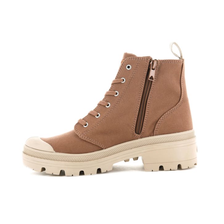 Brown Palladium Pallabase Twill Women's Boots | ZA-786YFPU