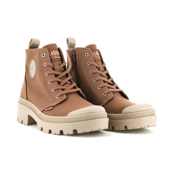 Brown Palladium Pallabase Twill Women's Boots | ZA-786YFPU