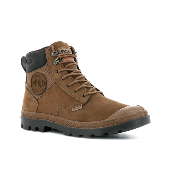 Brown Palladium Pampa Shield WP+ LUX Men's Boots | ZA-687VGWS