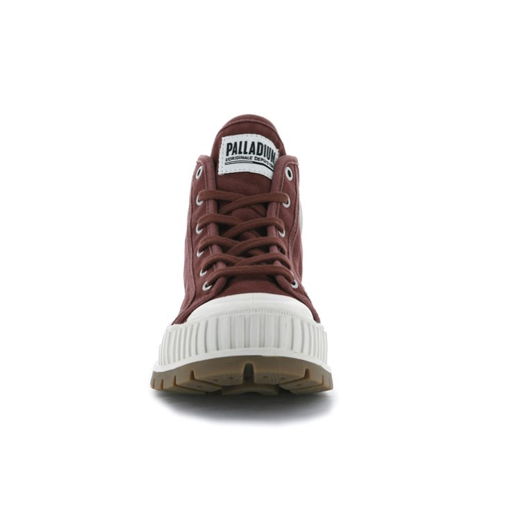 Burgundy Palladium Pallashock Mid OG High Tops Women's Sneakers | ZA-193IVXQ