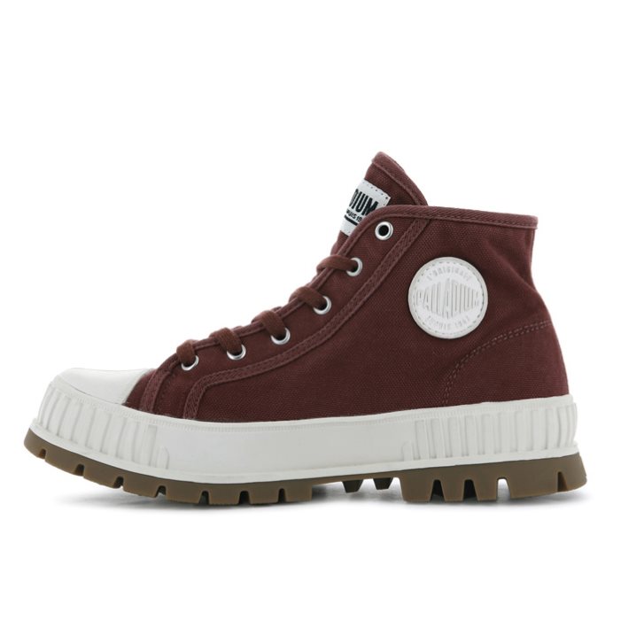 Burgundy Palladium Pallashock Mid OG High Tops Women's Sneakers | ZA-193IVXQ