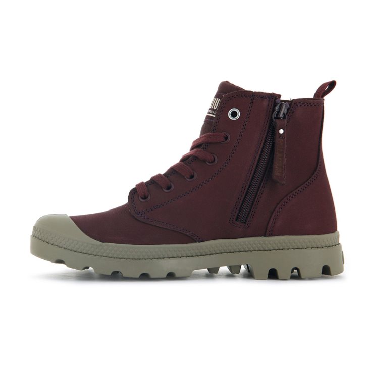 Burgundy Palladium Pampa Hi Zip SL Women's Boots | ZA-529QZRL