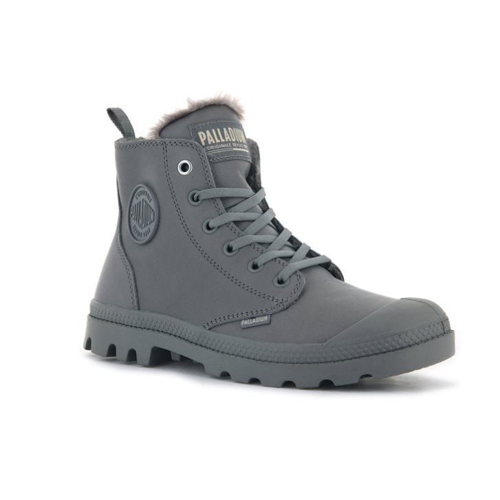 Grey Palladium Pampa Hi Zip Leather S Women's Boots | ZA-869STFW