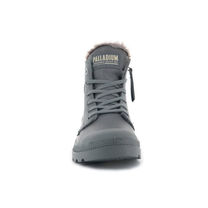 Grey Palladium Pampa Hi Zip Leather S Women's Boots | ZA-869STFW