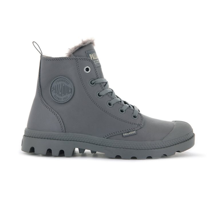 Grey Palladium Pampa Hi Zip Leather S Women\'s Boots | ZA-869STFW