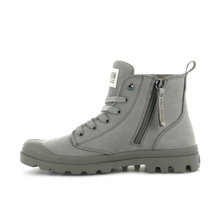 Grey Palladium Pampa Hi Zip Nubuck Women's Boots | ZA-526ROBV