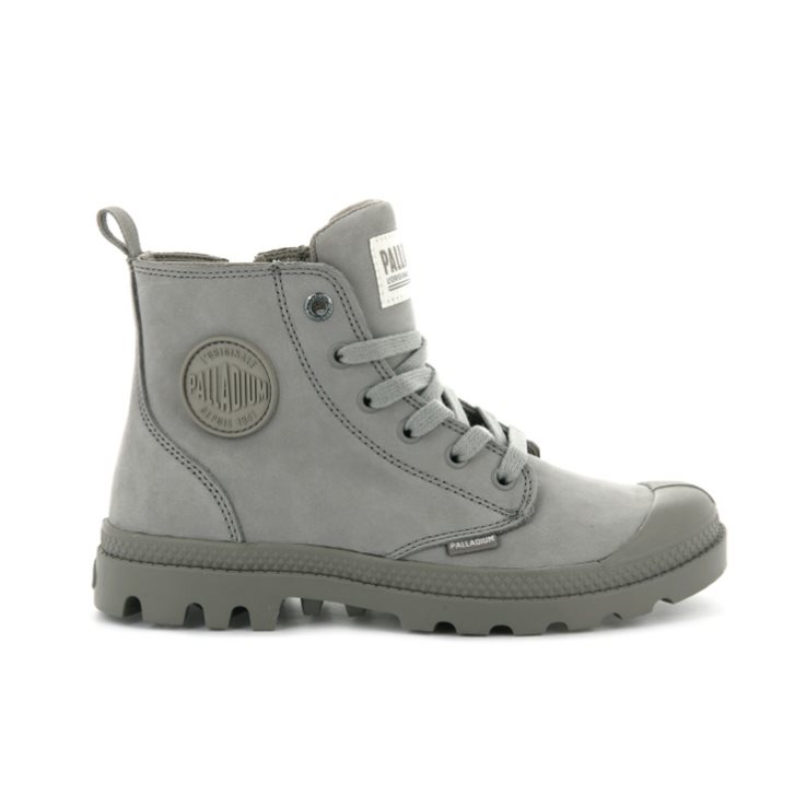 Grey Palladium Pampa Hi Zip Nubuck Women\'s Boots | ZA-526ROBV