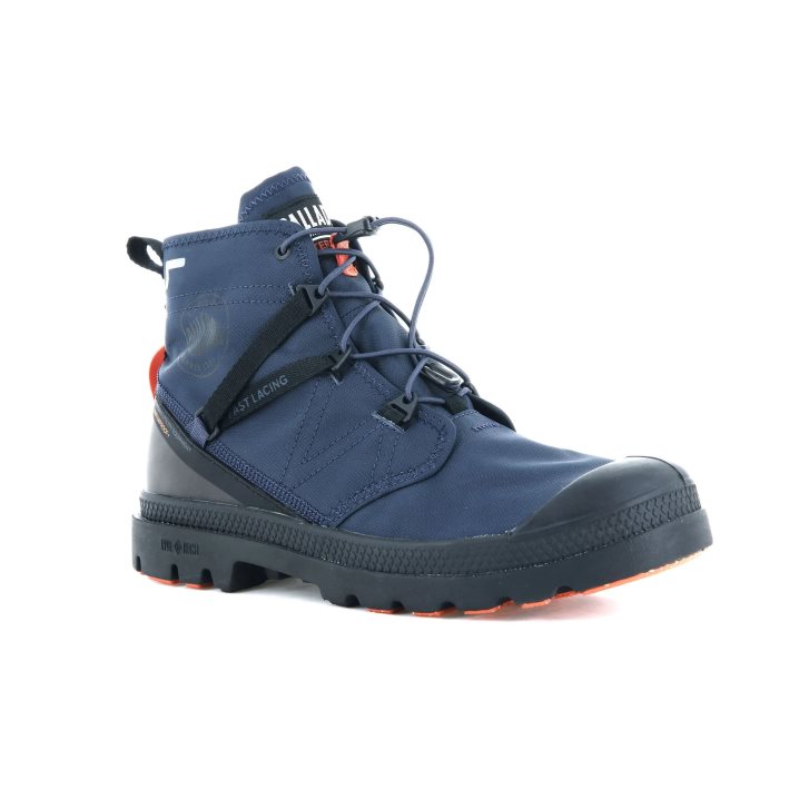 Navy Palladium Pampa Travel Lite+ Waterproof Women's Boots | ZA-037UIPT