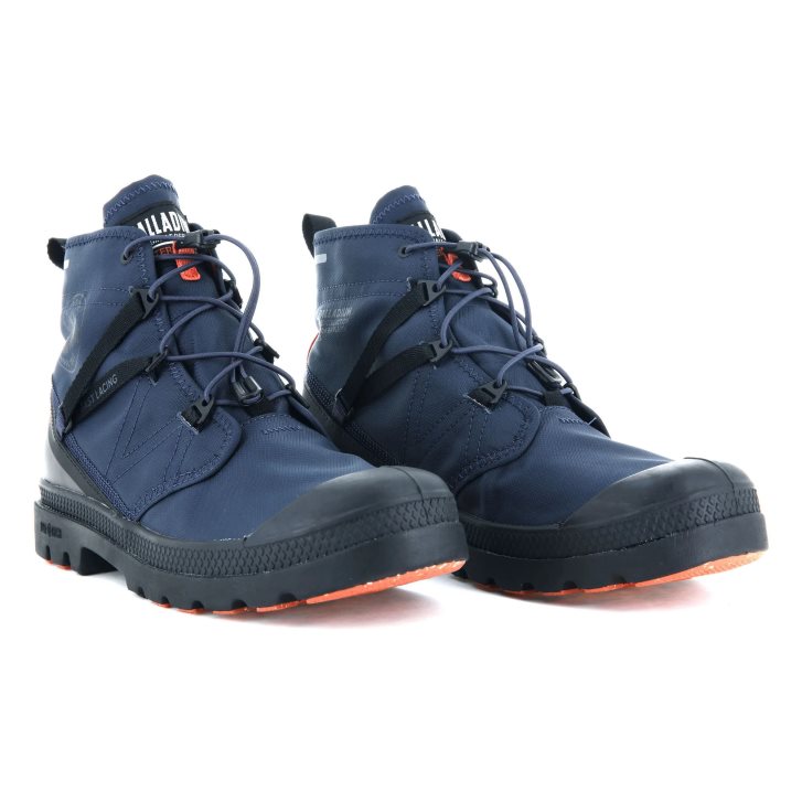 Navy Palladium Pampa Travel Lite+ Waterproof Men's Boots | ZA-236VSZL