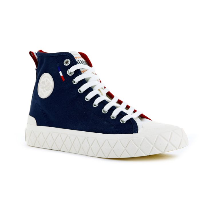 Navy / Red Palladium Palla Ace Canvas High Tops Men's Sneakers | ZA-637EDMG