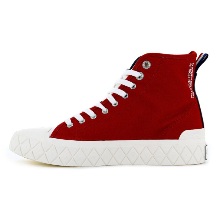 Navy / Red Palladium Palla Ace Canvas High Tops Men's Sneakers | ZA-637EDMG