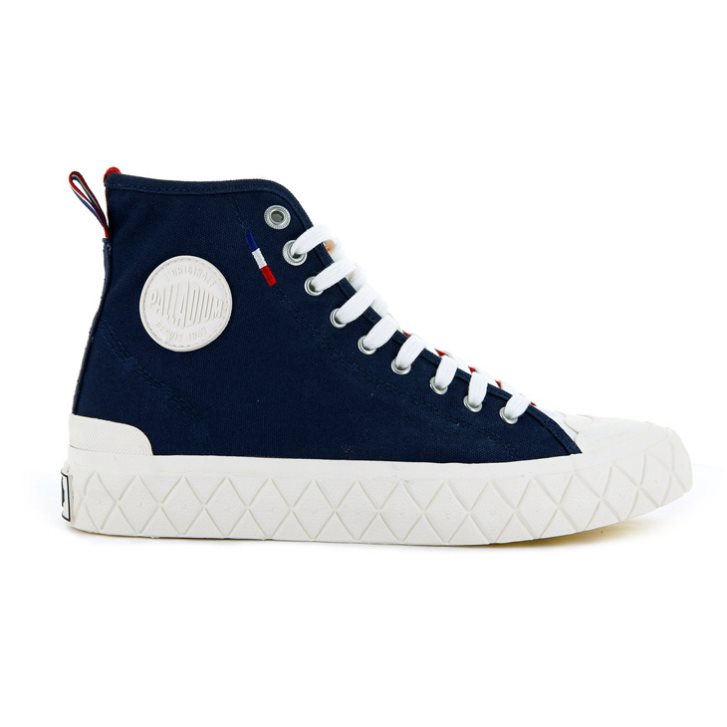 Navy / Red Palladium Palla Ace Canvas High Tops Men\'s Sneakers | ZA-637EDMG