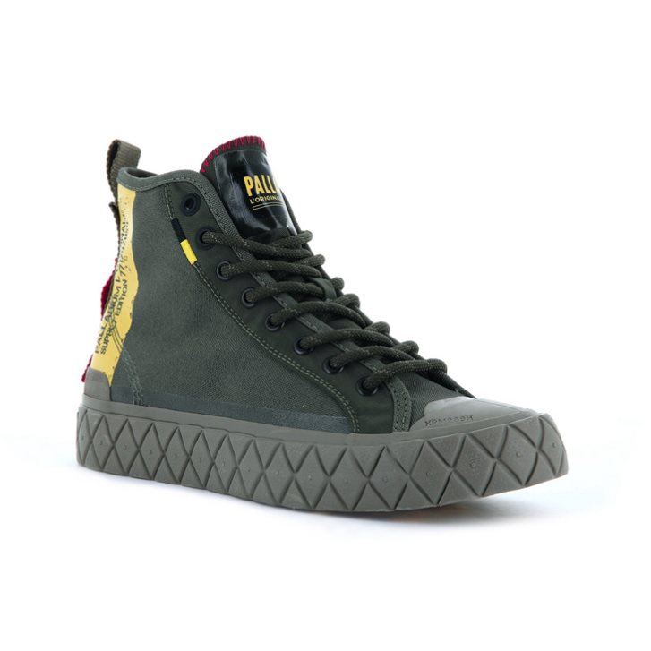 Olive Palladium Palla Ace Supply Mid High Tops Men's Sneakers | ZA-087PQIR