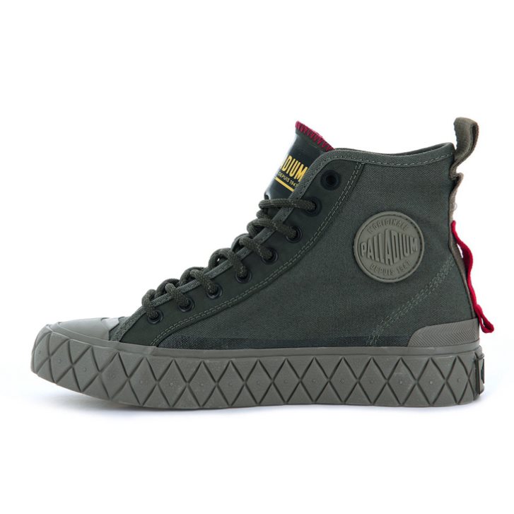 Olive Palladium Palla Ace Supply Mid High Tops Men's Sneakers | ZA-087PQIR