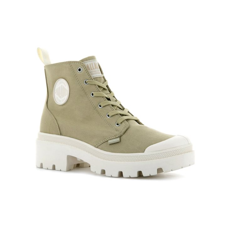 Olive Palladium Pallabase Twill Women's Boots | ZA-142KRUF