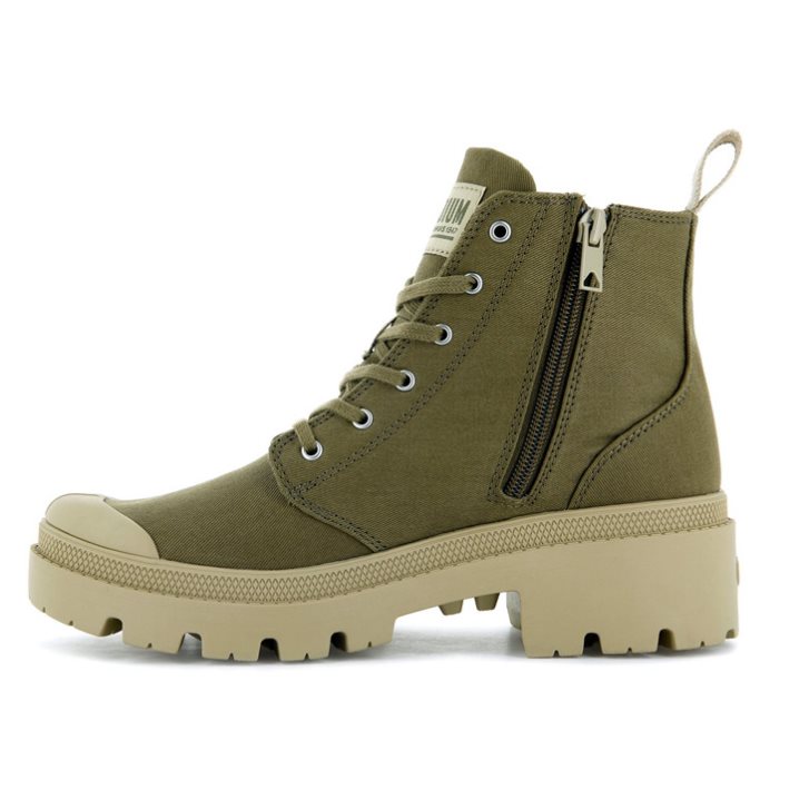 Olive Palladium Pallabase Twill Women's Boots | ZA-912WOVB