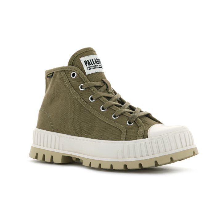 Olive Palladium Pallashock Mid OG High Tops Women's Sneakers | ZA-306UHFN