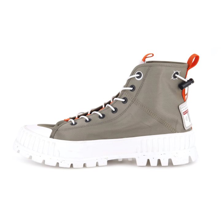 Olive Palladium Pallashock Mid Ticket To Earth Men's Boots | ZA-583UOIT