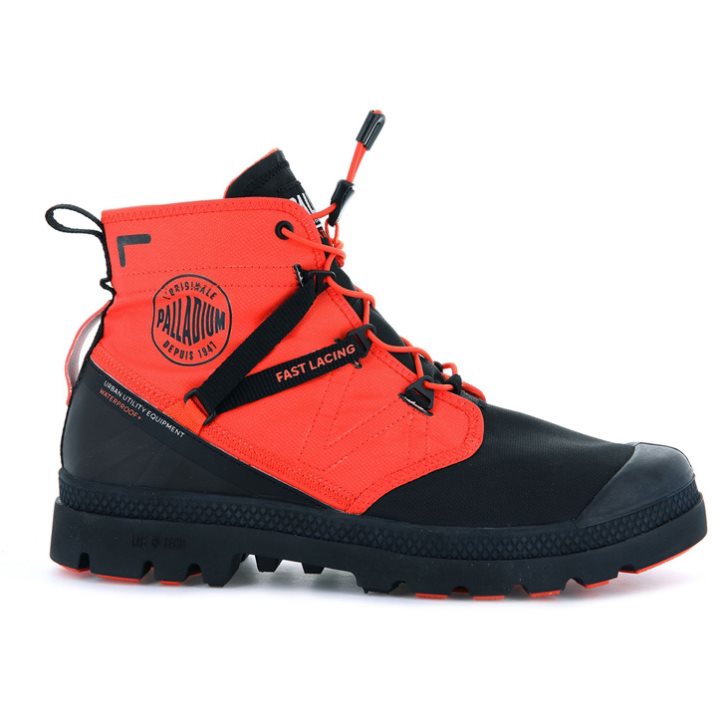 Orange / Black Palladium Pampa Travel Lite+ Waterproof Men\'s Boots | ZA-617PAJL