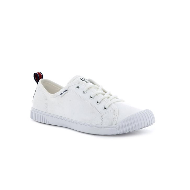 White Palladium Easy Lace Canvas Low Tops Women's Sneakers | ZA-340FHDS