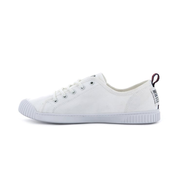 White Palladium Easy Lace Canvas Low Tops Women's Sneakers | ZA-340FHDS