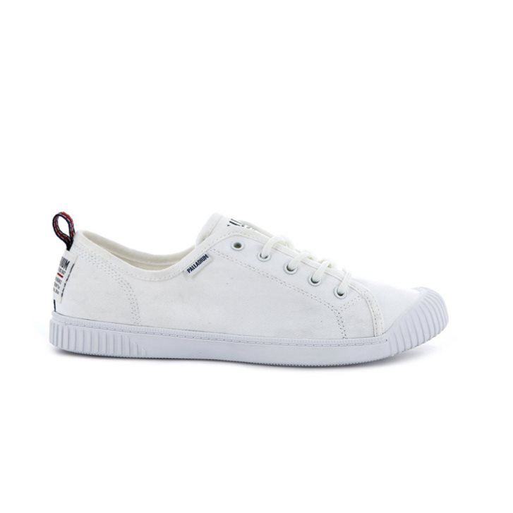 White Palladium Easy Lace Canvas Low Tops Women\'s Sneakers | ZA-340FHDS