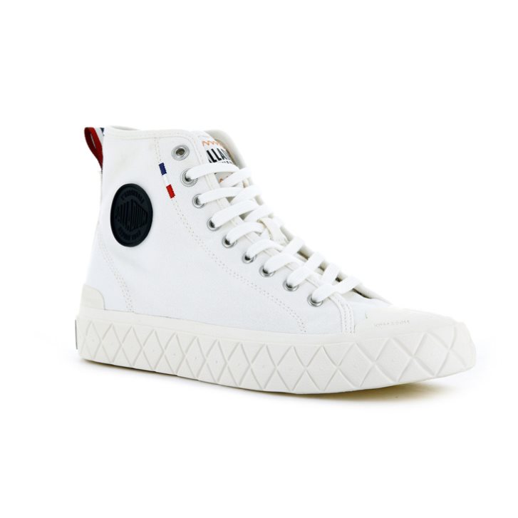 White Palladium Palla Ace Canvas High Tops Women's Sneakers | ZA-078CVDS