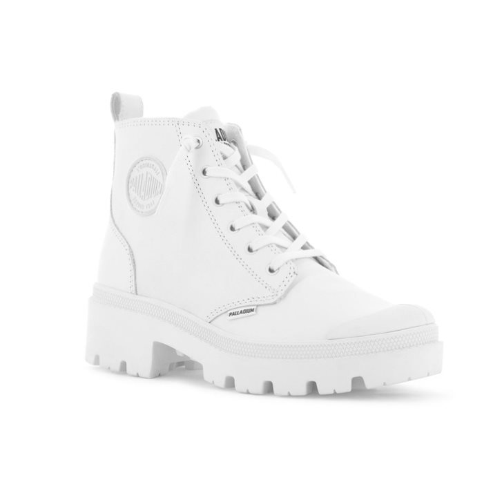 White Palladium Pallabase Leather Women's Boots | ZA-760VSRP