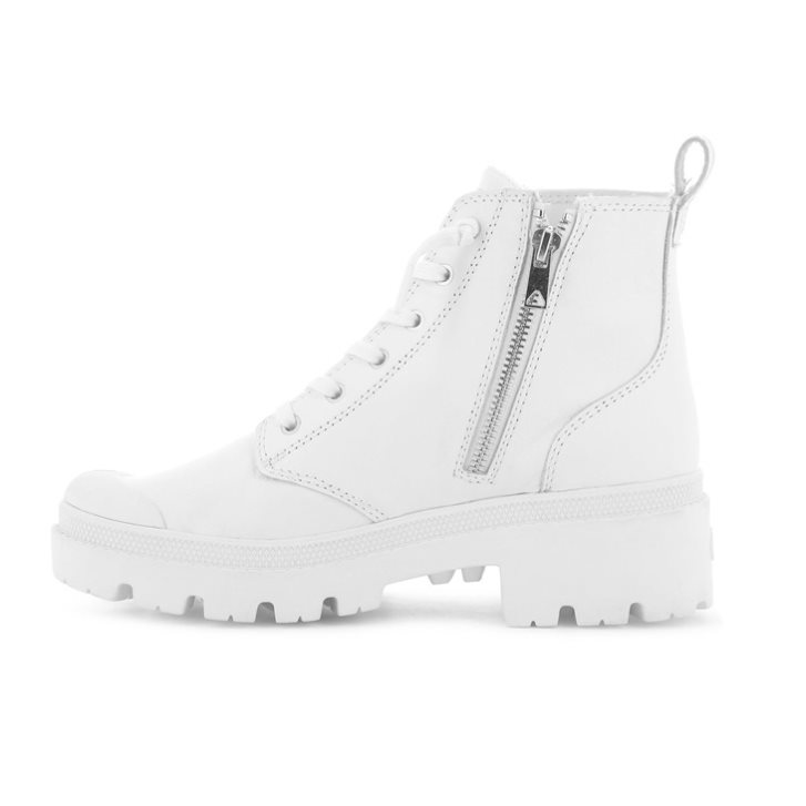 White Palladium Pallabase Leather Women's Boots | ZA-760VSRP