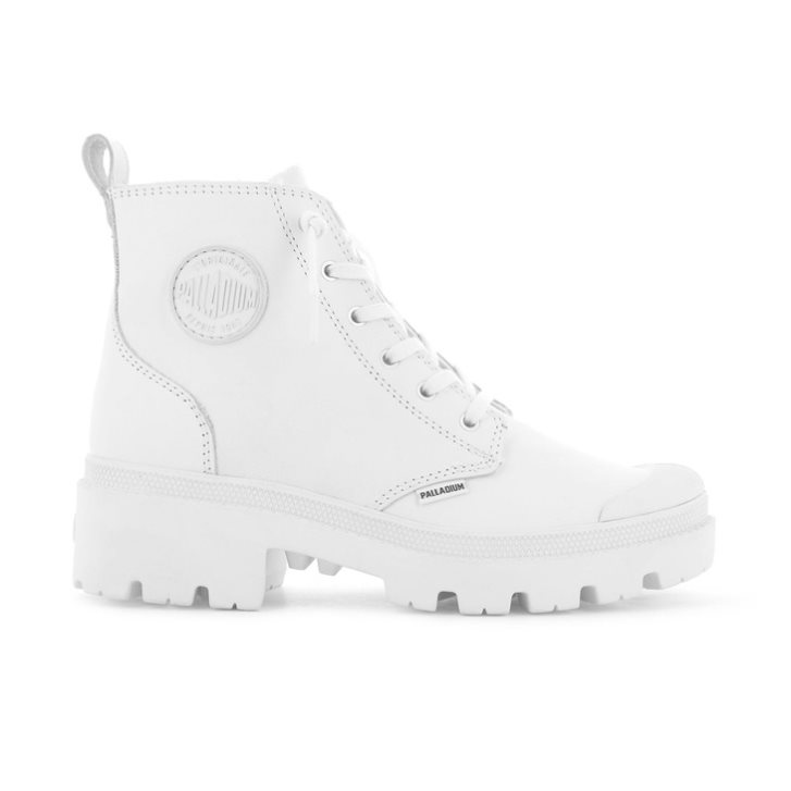 White Palladium Pallabase Leather Women\'s Boots | ZA-760VSRP