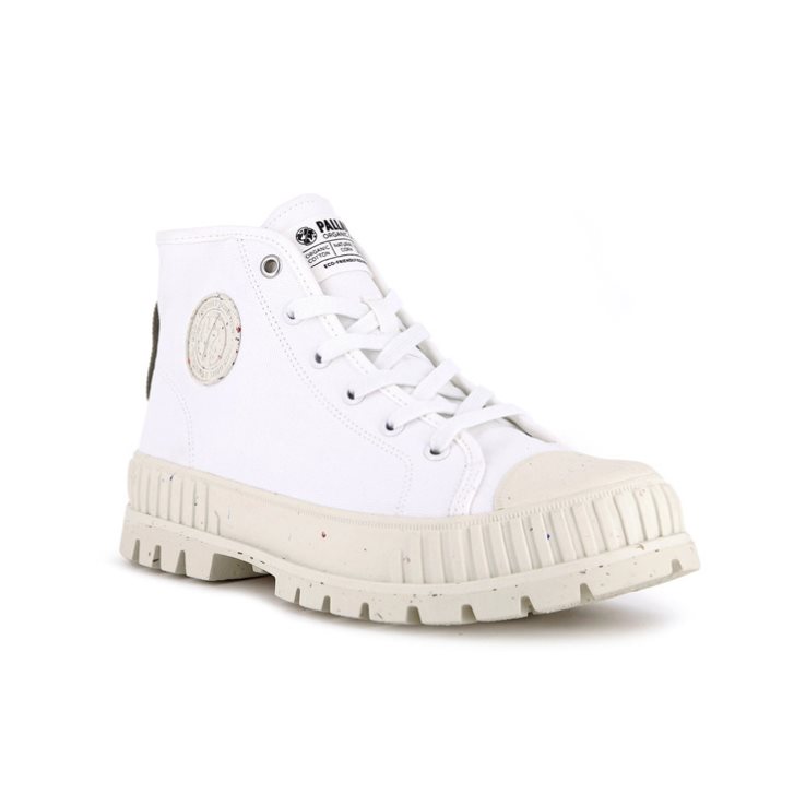 White Palladium Pallashock Mid Organic Men's Boots | ZA-952XWST