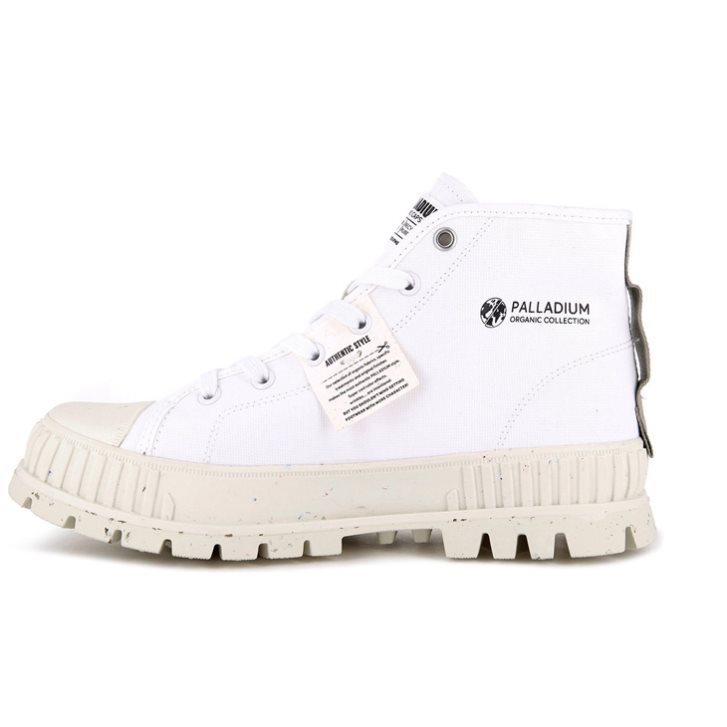 White Palladium Pallashock Mid Organic Men's Boots | ZA-952XWST