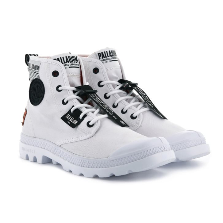 White Palladium Pampa Lite Overlab Men's Boots | ZA-574MSYF