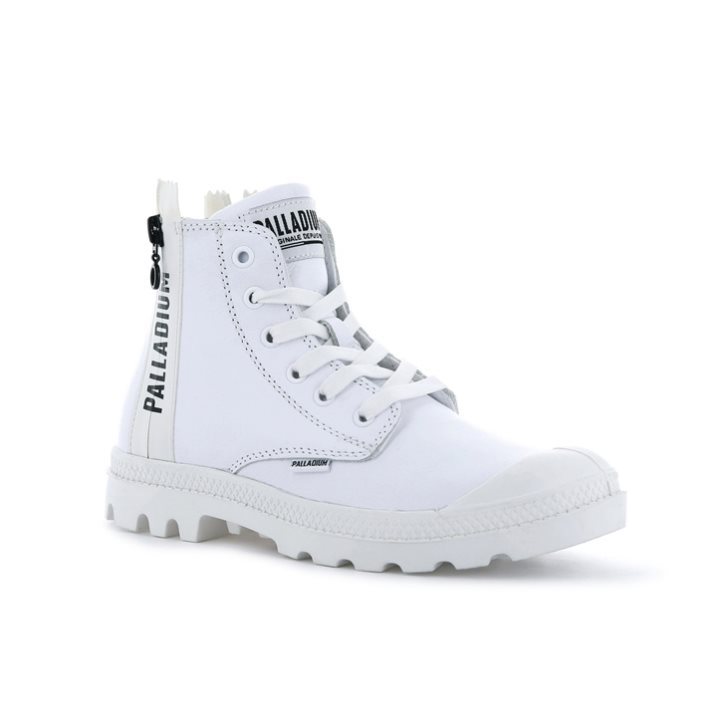 White Palladium Pampa Ubn Zips Leather Women's Boots | ZA-150EQBP