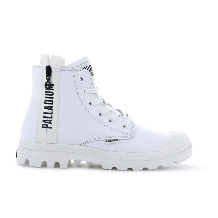 White Palladium Pampa Ubn Zips Leather Women\'s Boots | ZA-150EQBP