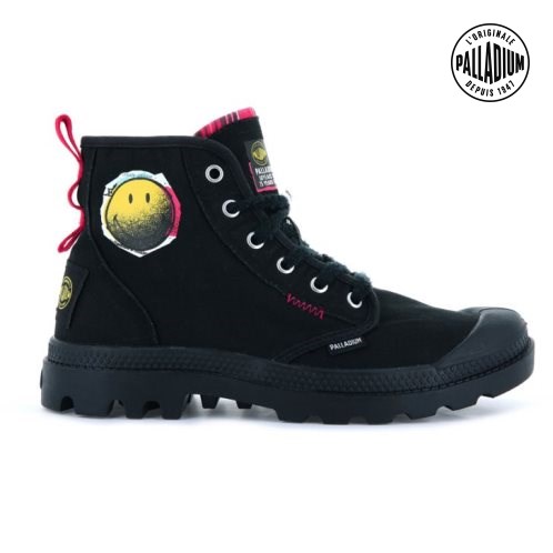 Black Palladium Pampa X Smiley 1970 Men's Boots | ZA-394IMLC