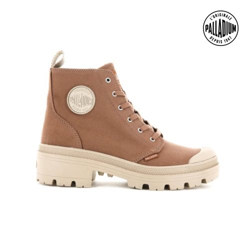 Brown Palladium Pallabase Twill Women's Boots | ZA-786YFPU