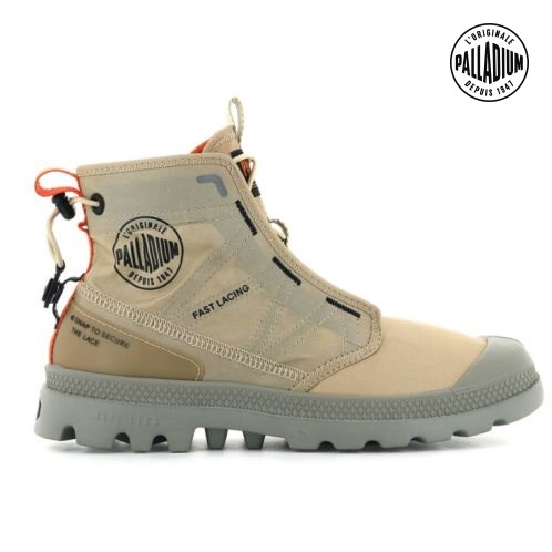 Khaki Palladium Pampa Travel Lite Men's Boots | ZA-378HTOL