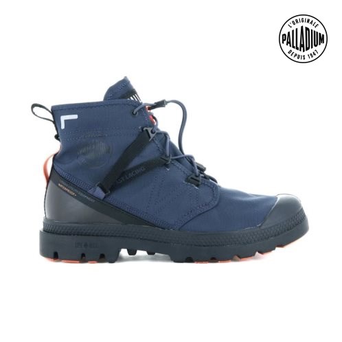 Navy Palladium Pampa Travel Lite+ Waterproof Women's Boots | ZA-037UIPT