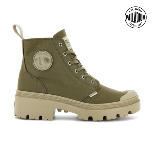 Olive Palladium Pallabase Twill Women's Boots | ZA-912WOVB